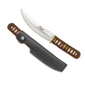 Cuchillo Tokisu funda piel CNC encordado - Imagen 1